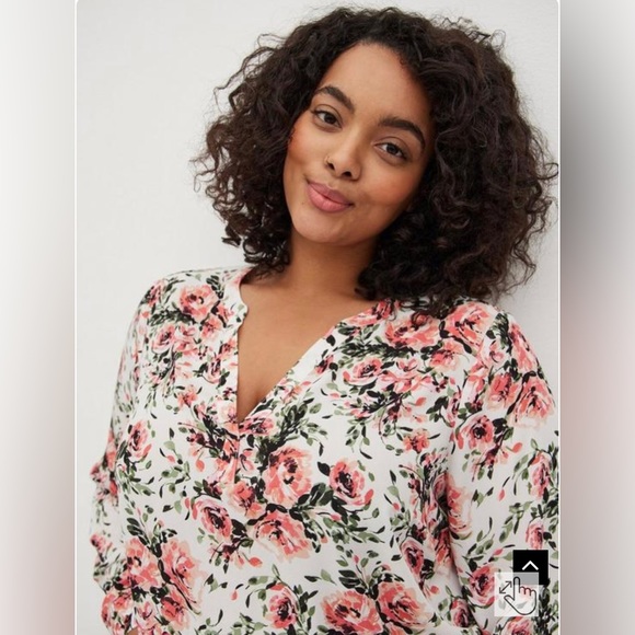 Torrid sz 5 Georgette Hi-Low Pullover Long Sleeve Blouse EUC - Picture 3 of 9